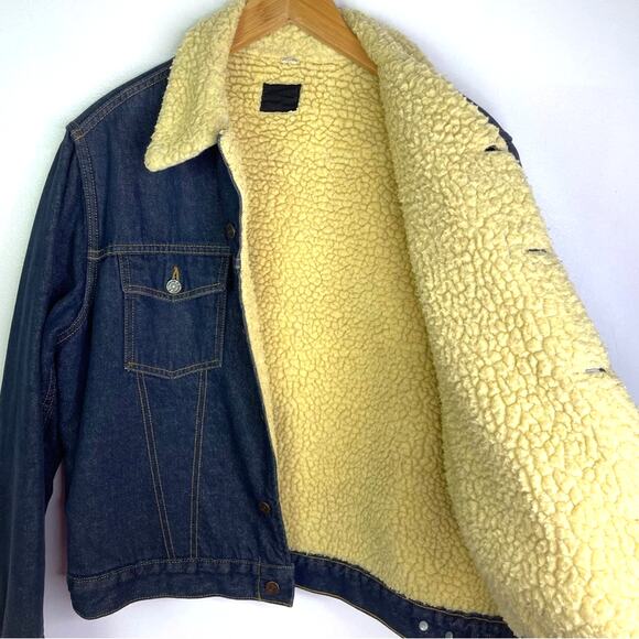 Vintage Jean Jacket Sherpa Sears Roebucks Classic Style Men’s Denim Jacket - Picture 3 of 12
